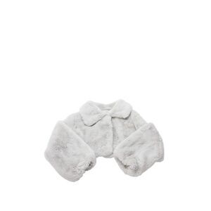 Monnalisa Girls Faux Cur Cropped Jacket Light Gray Size 7